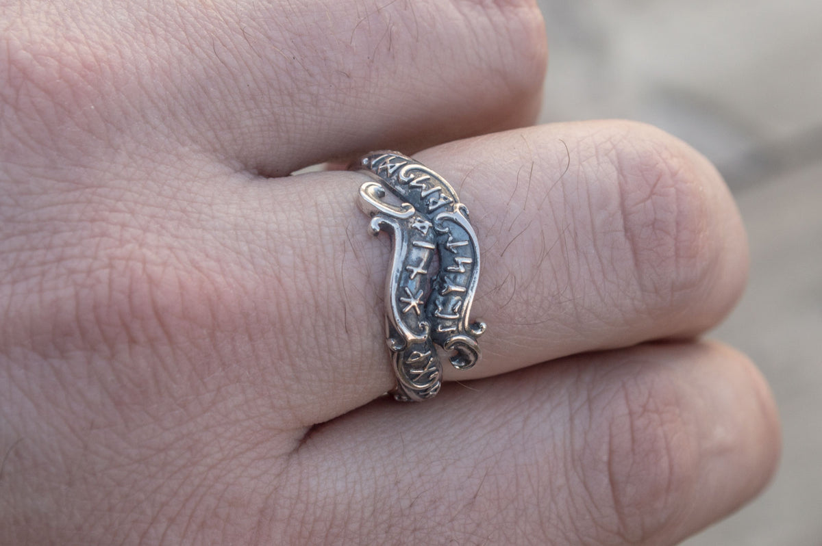 Bague Ouroboros et Runes — Argent 925