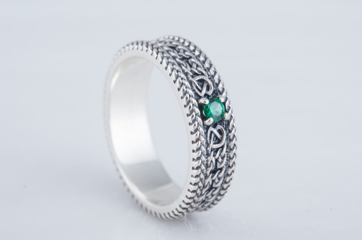 Bague Ornement sertie de pierres Anneau — Argent 925