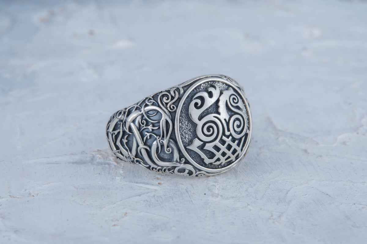 Bague Sleipnir et Style Urnes — Argent 925