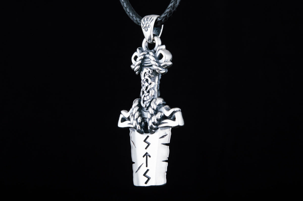 Pendentif Épée et Ornement — Argent 925