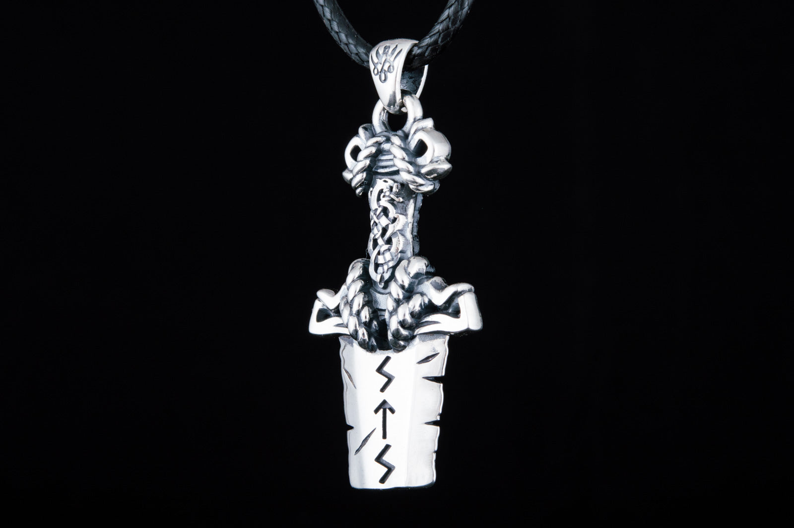 Pendentif Épée et Ornement — Argent 925
