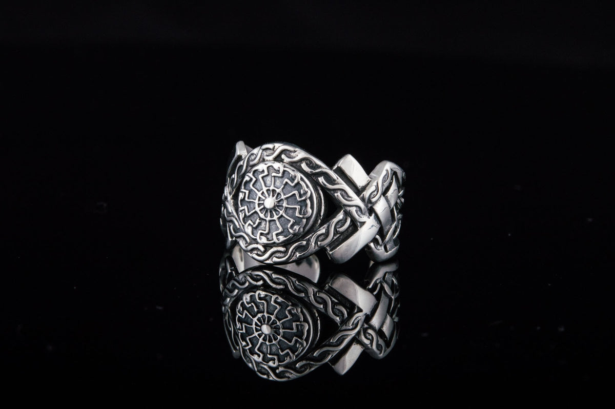 Bague Soleil Noir et Ornement Massive — Argent 925