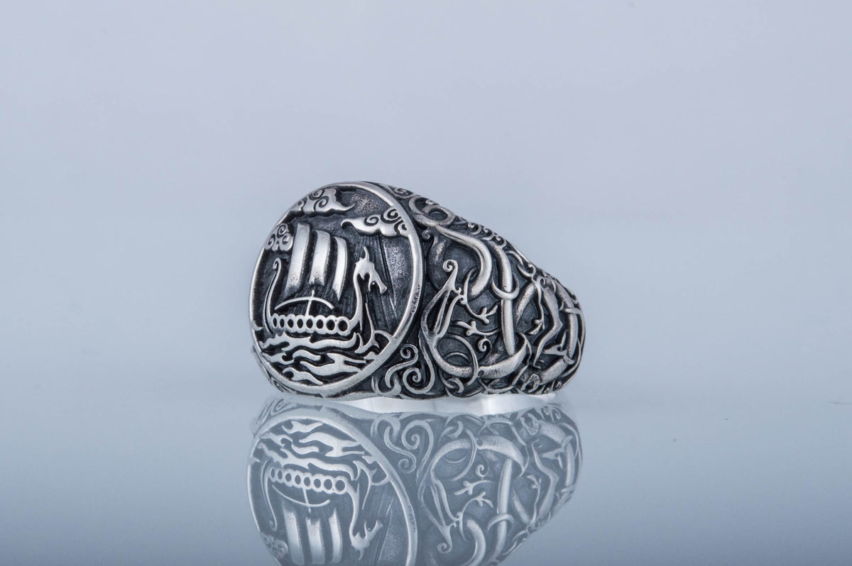 Bague Drakkar et Style Urnes — Argent 925