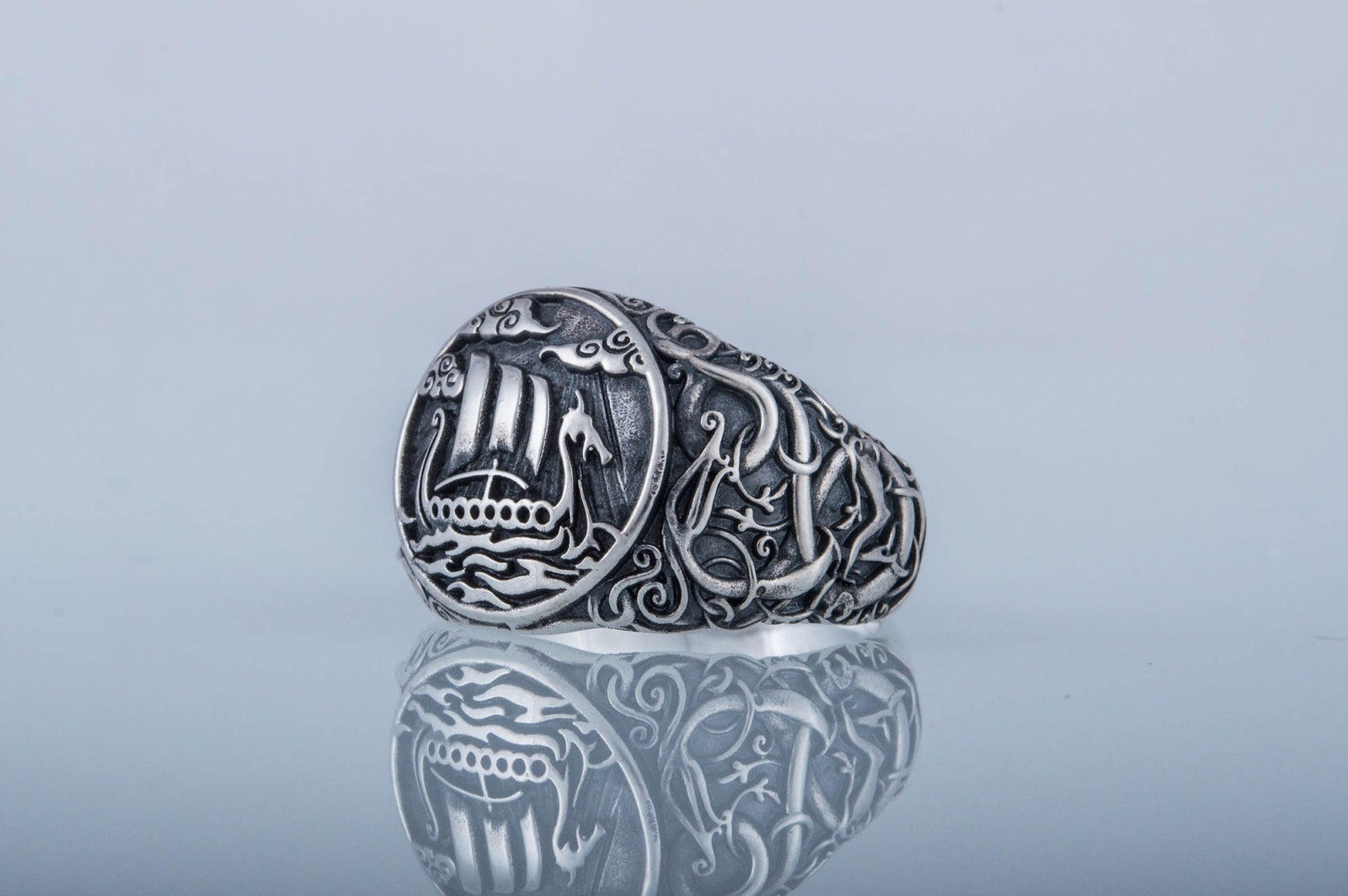 Bague Drakkar et Style Urnes — Argent 925