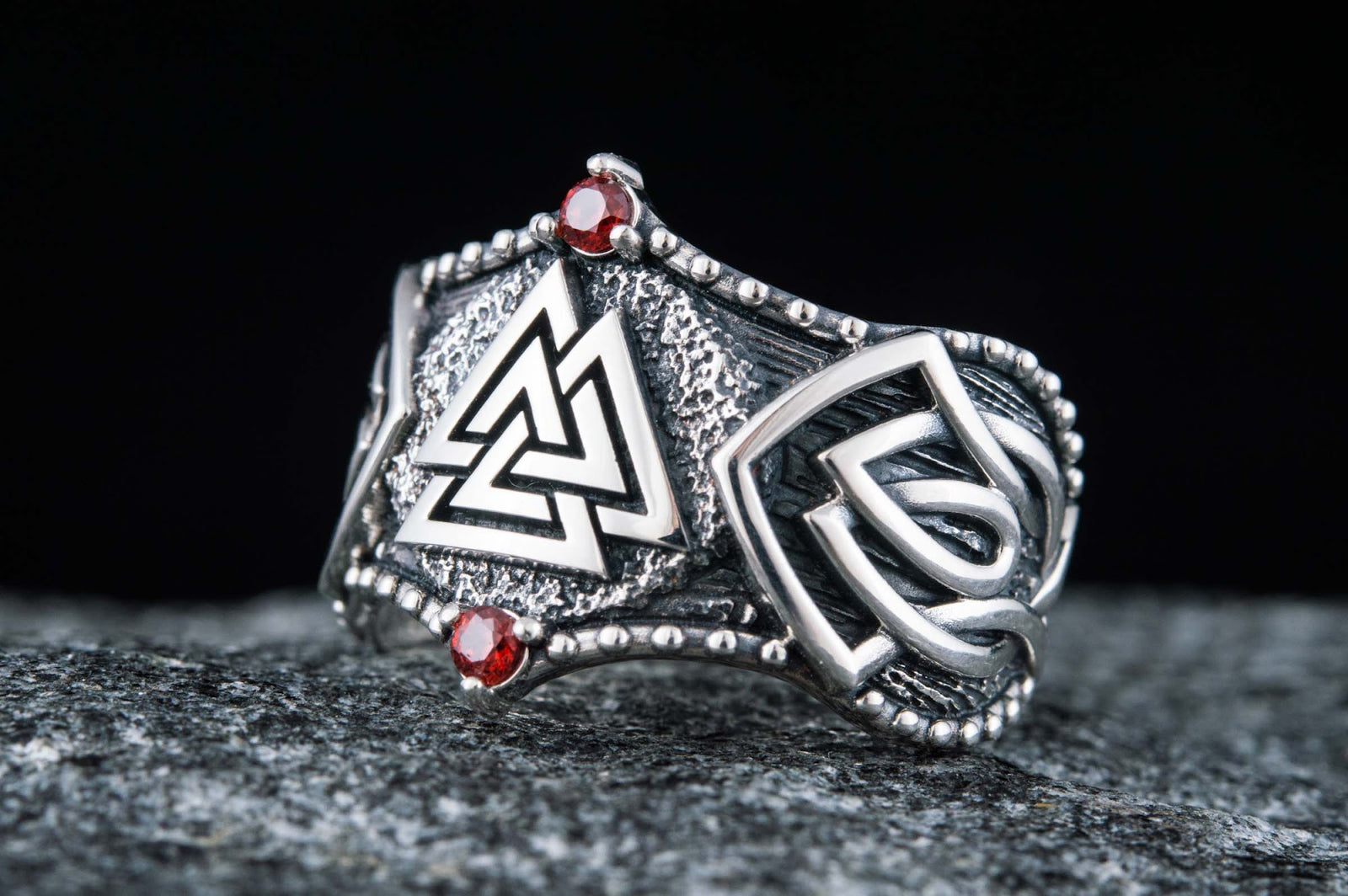 Bague Valknut et Ornement Bjorn — Argent 925