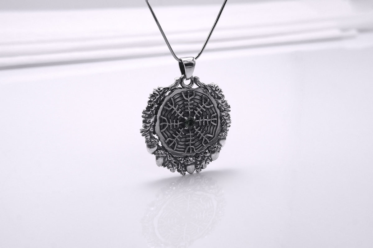 Pendentif Aegishjalmur et Bois — Argent 925
