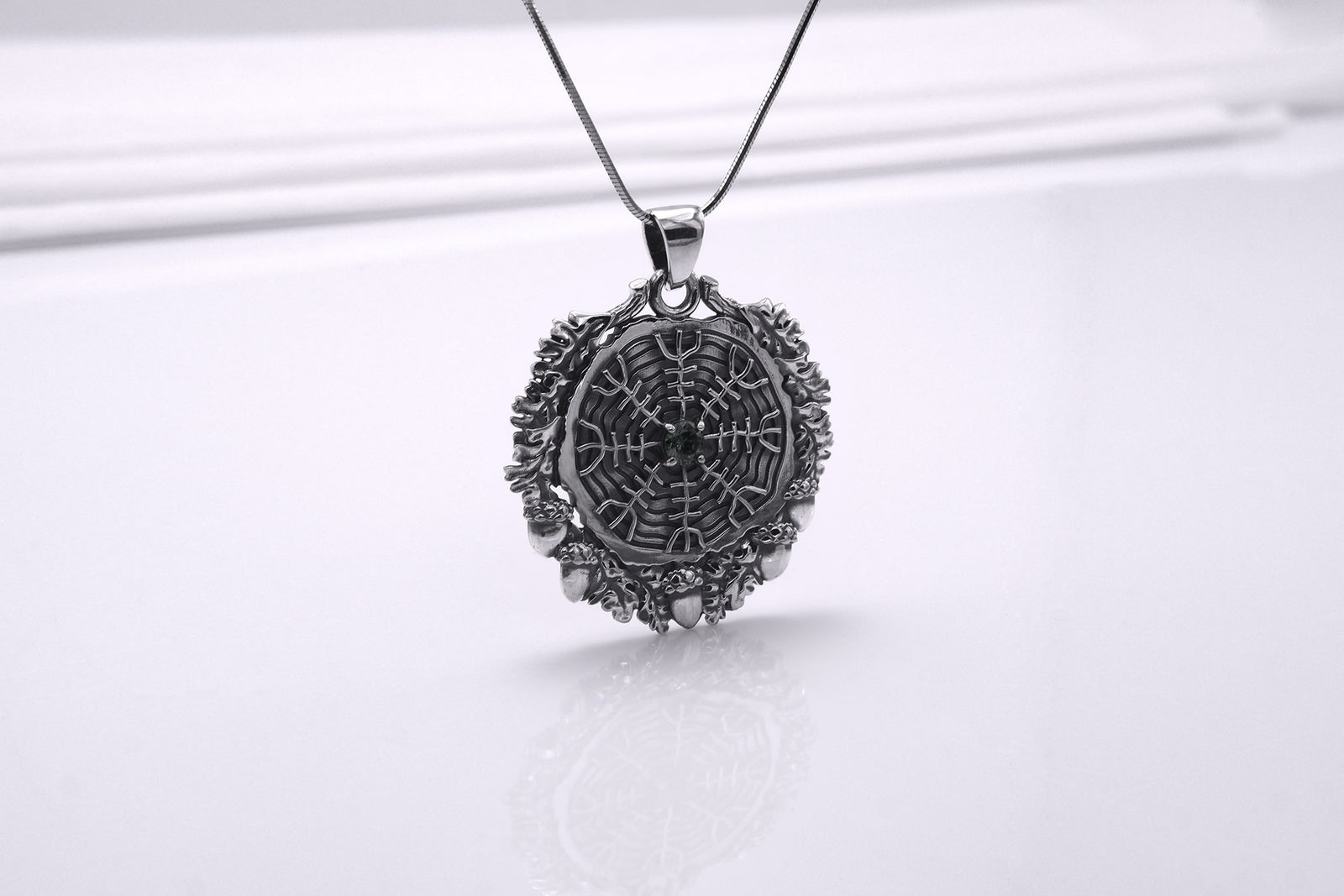 Pendentif Aegishjalmur et Bois — Argent 925