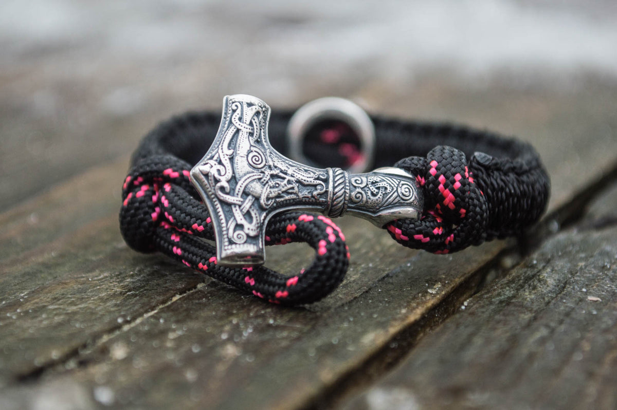 Bracelet Paracorde Marteau de Thor Olaf — Argent 925