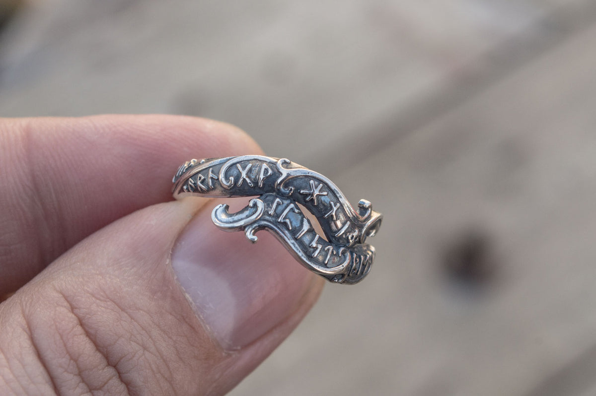 Bague Ouroboros et Runes — Argent 925