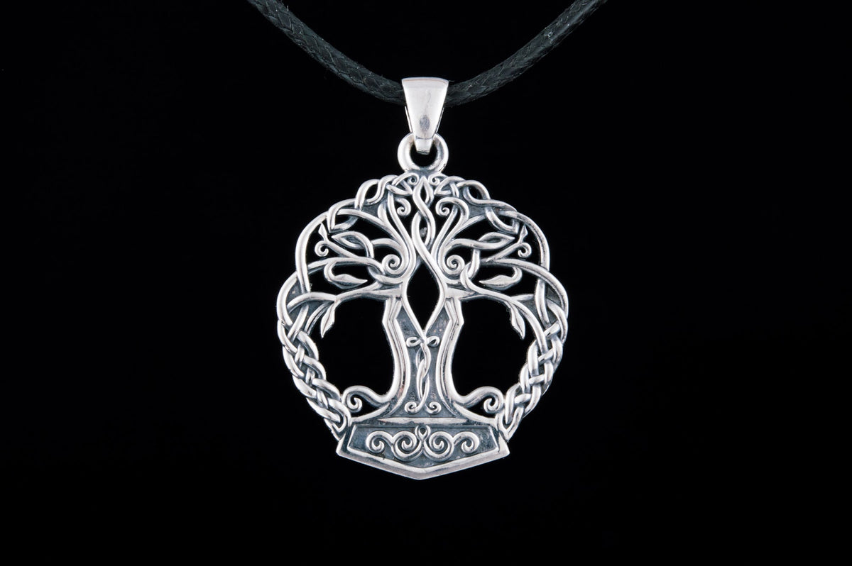 Pendentif Yggdrasil et Mjölnir — Argent 925