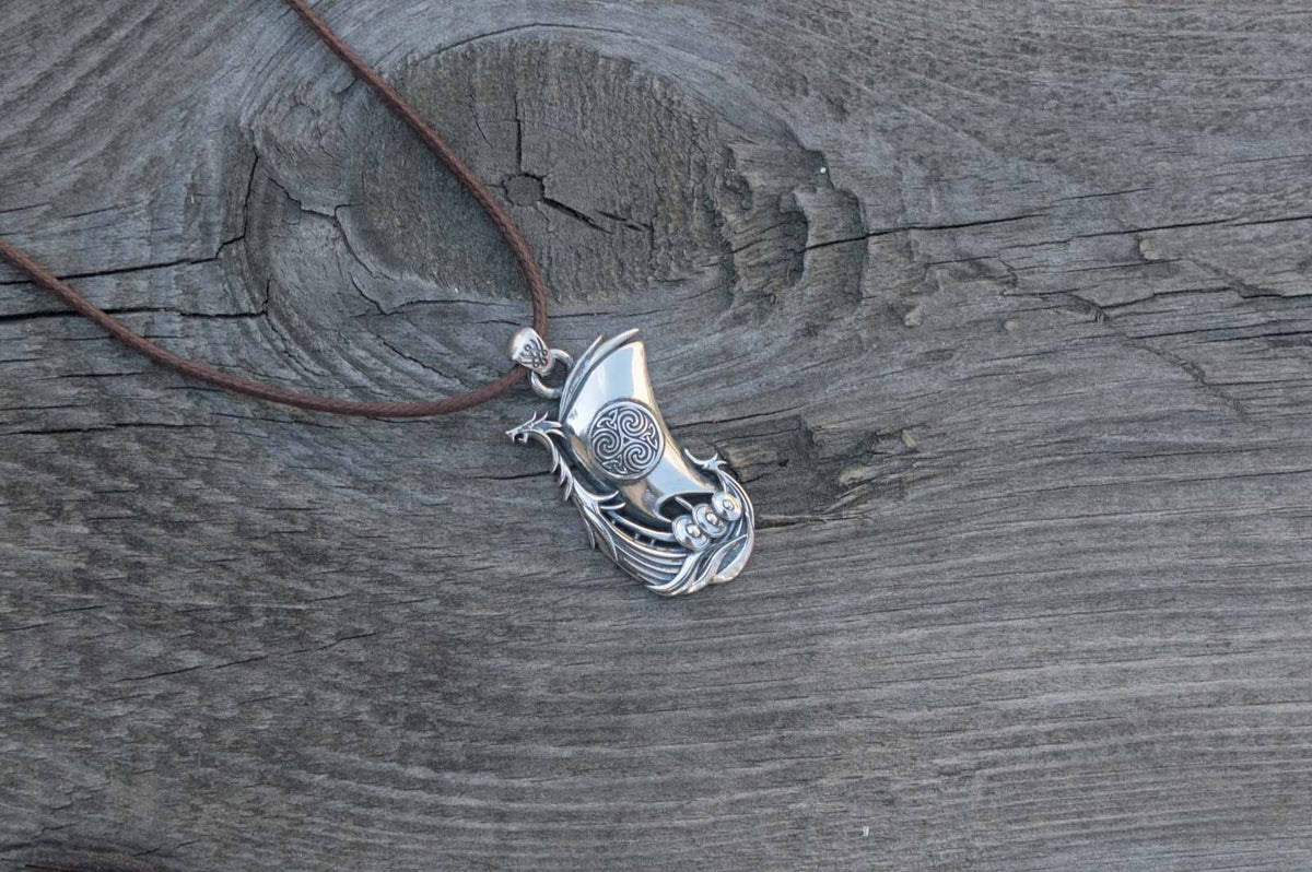 Pendentif Drakkar et Ornement — Argent 925