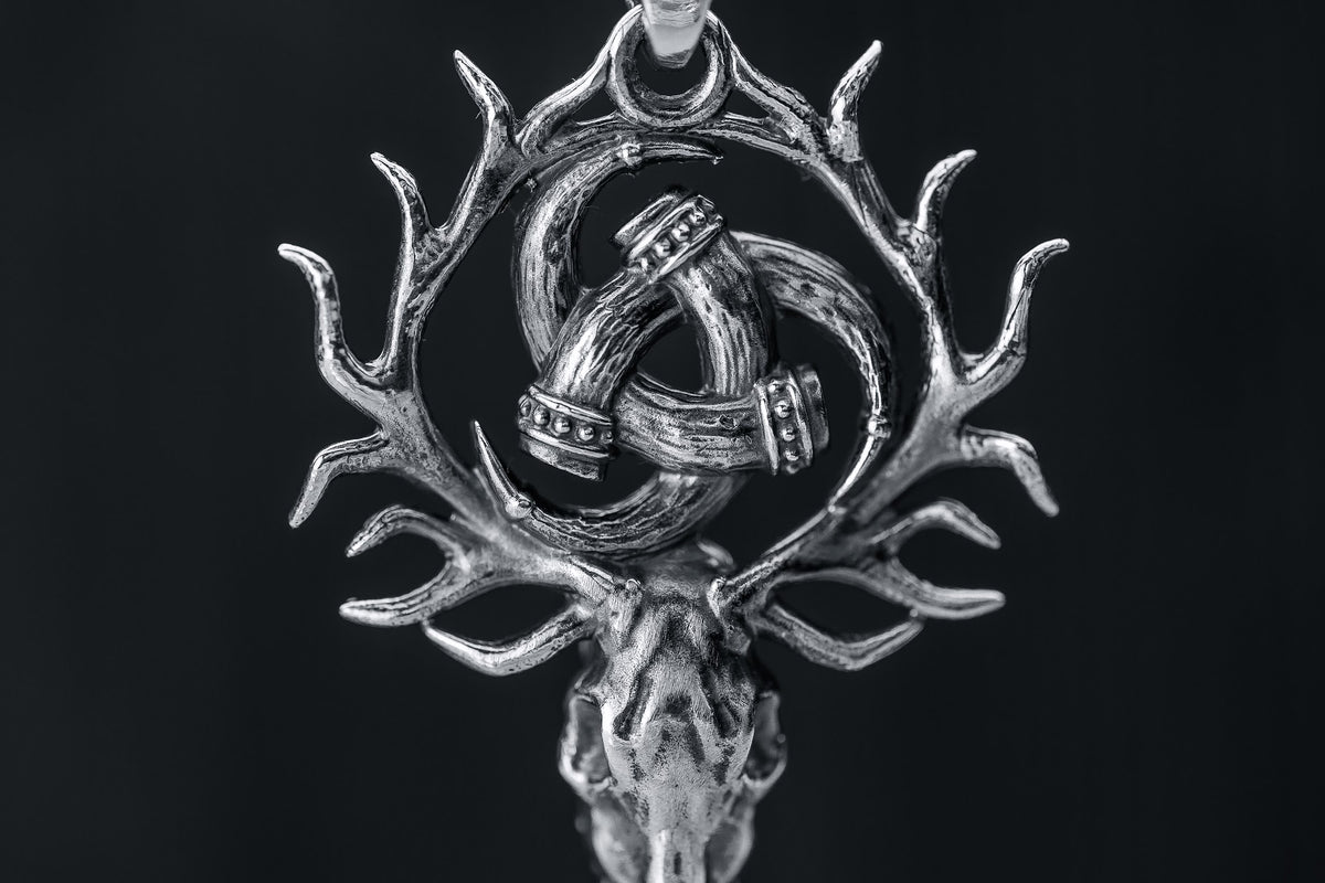 Pendentif Odin et Tête de Mort — Argent 925