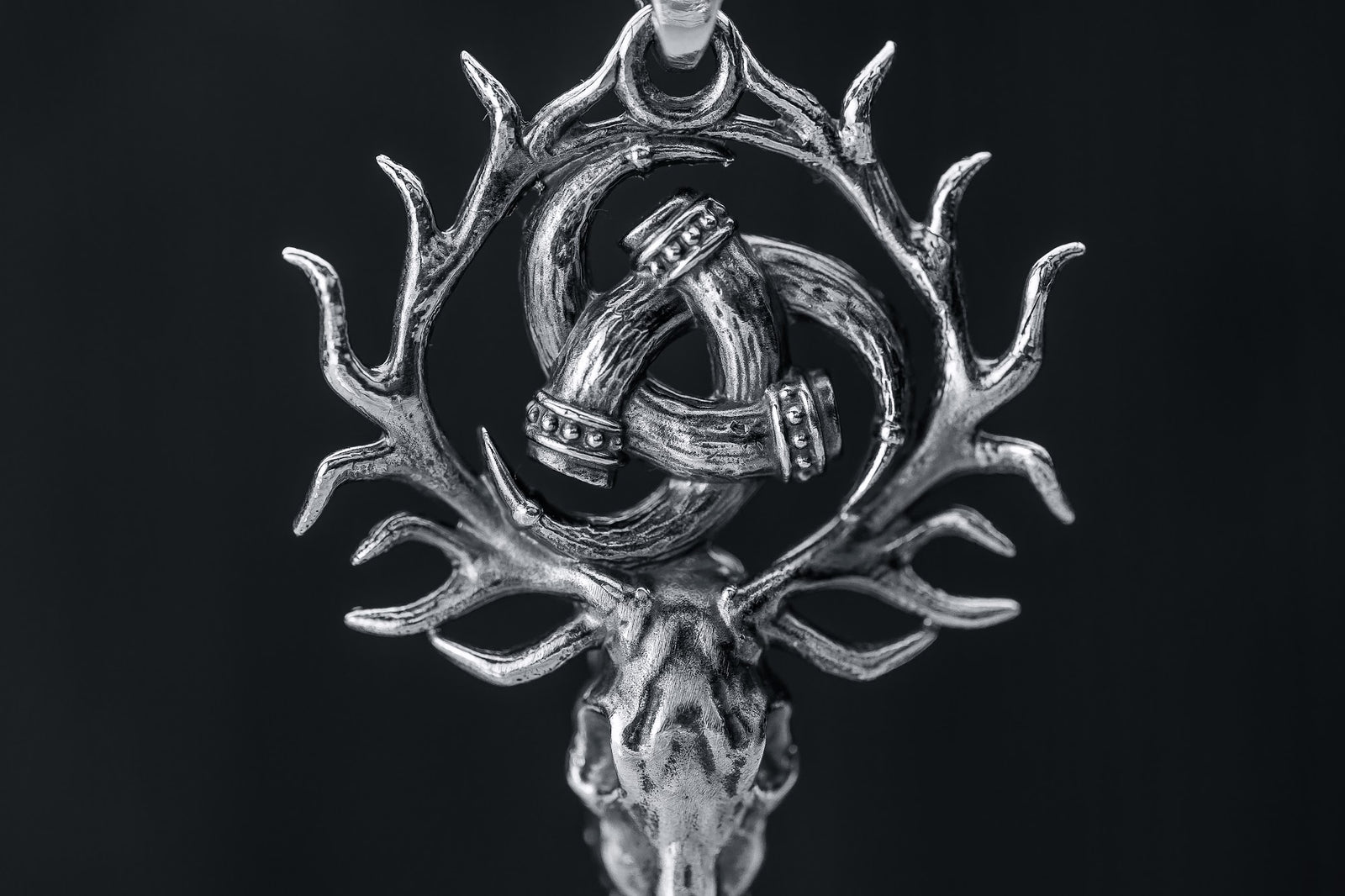 Pendentif Odin et Tête de Mort — Argent 925