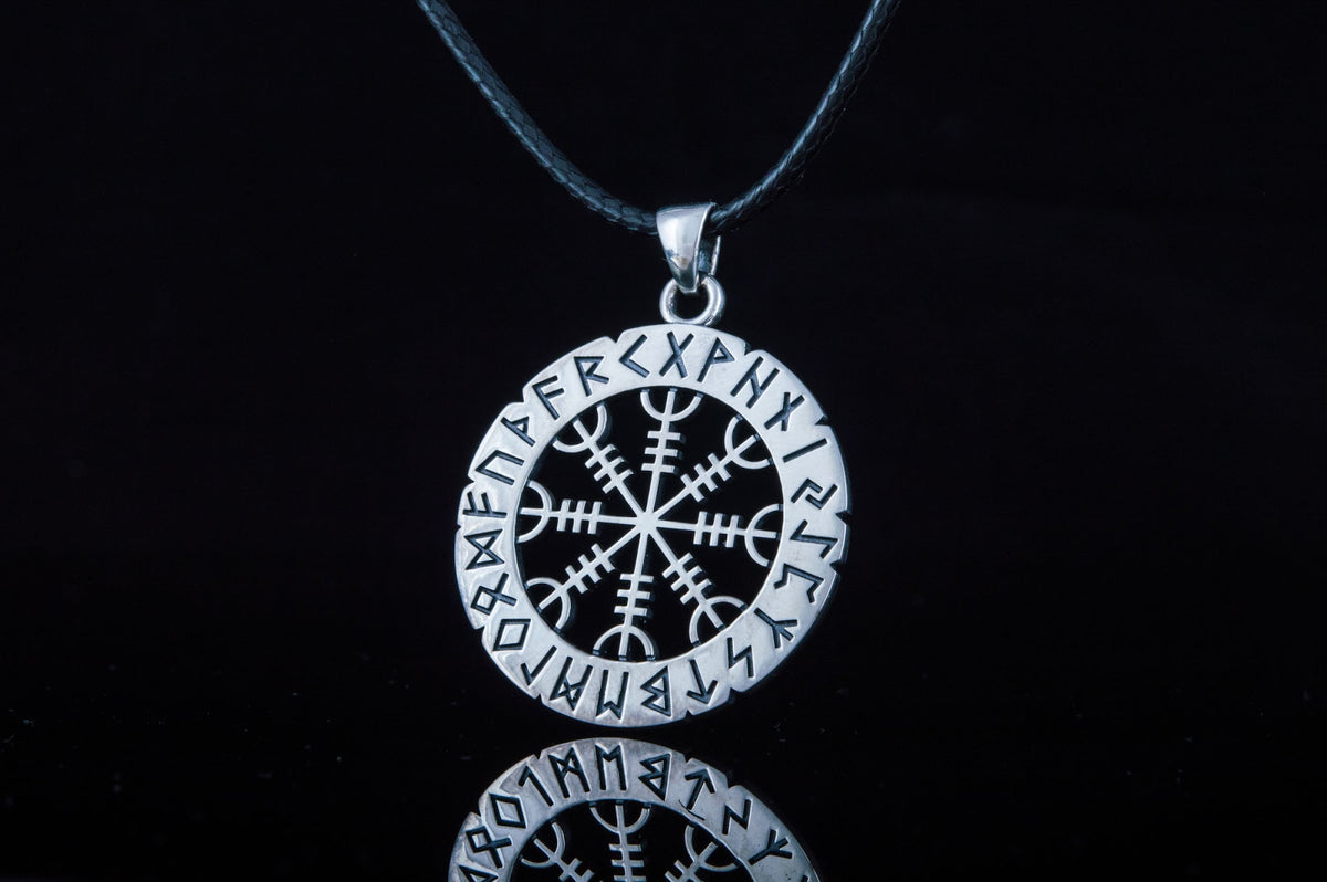 Pendentif Aegishjalmur et Futhark Ancien — Argent 925