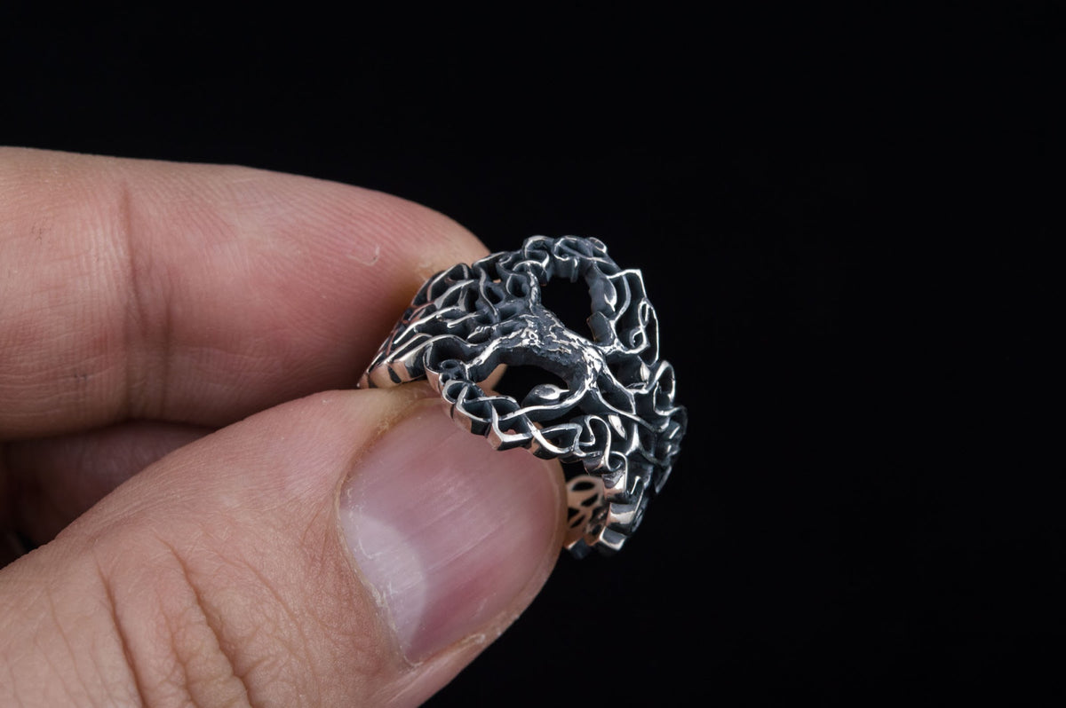 Bague Yggdrasil et Ornement Anneau — Argent 925