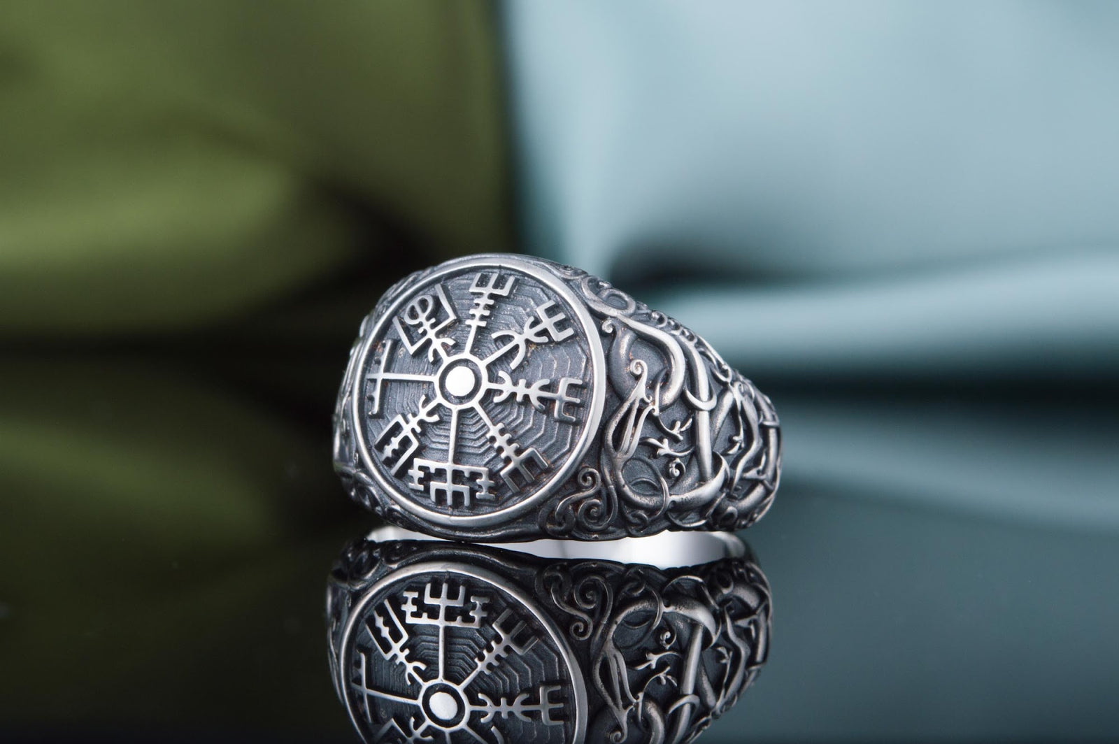 Bague Vegvisir et Style Urnes — Argent 925