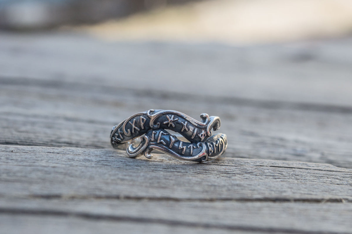 Bague Ouroboros et Runes — Argent 925