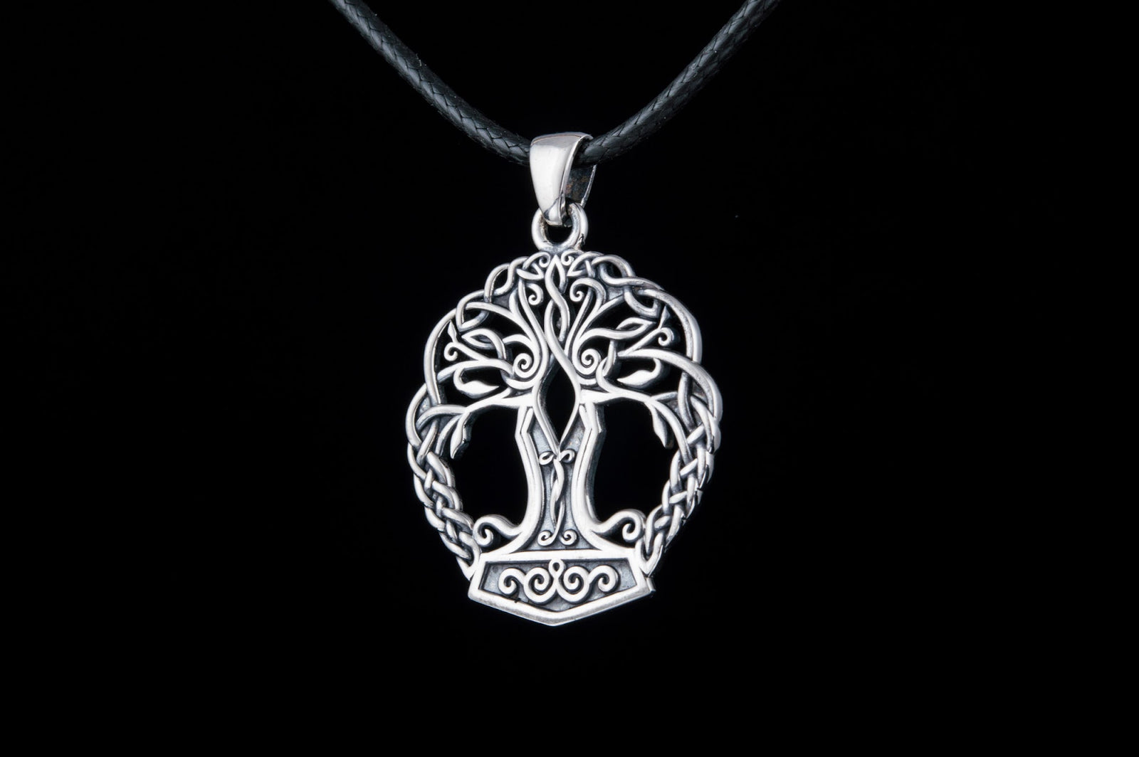 Pendentif Yggdrasil et Mjölnir — Argent 925