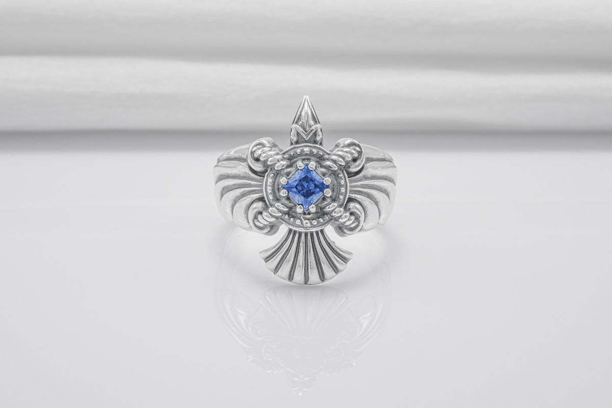 Bague Corbeau pierre bleue — Argent 925