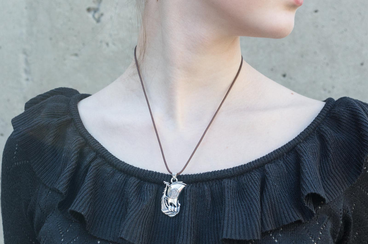 Pendentif Drakkar et Ornement — Argent 925