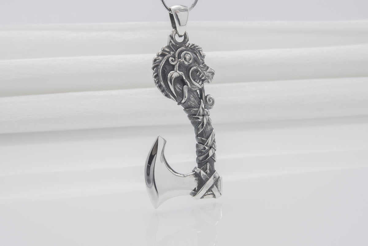 Pendentif Hache et Dragon — Argent 925