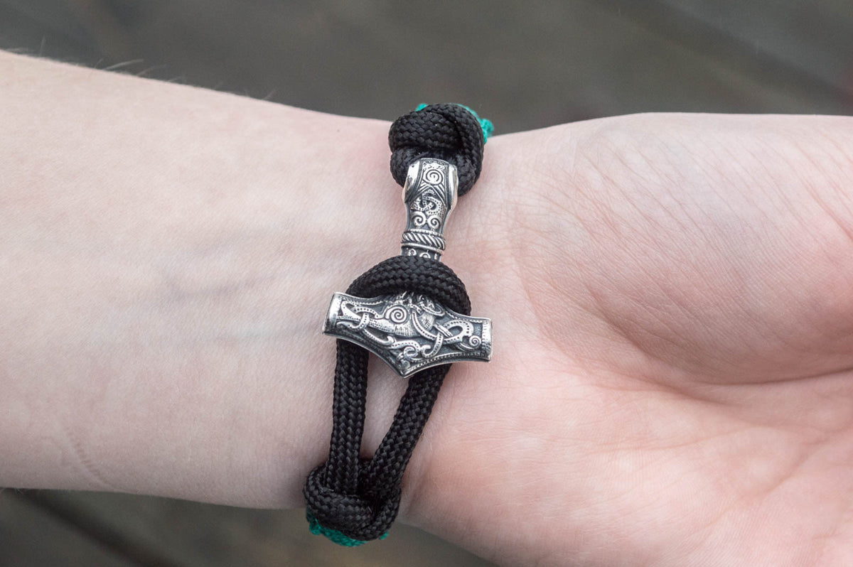 Bracelet Paracorde Marteau de Thor Freyja — Argent 925