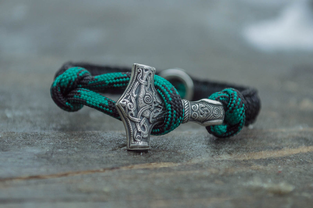 Bracelet Paracorde Marteau de Thor Sven — Argent 925