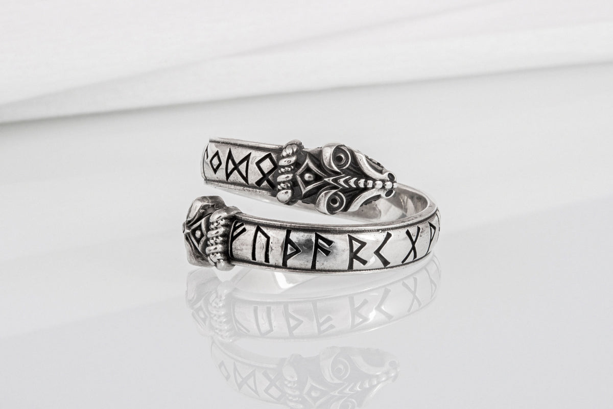 Bague Serpent et Futhark Ancien — Argent 925