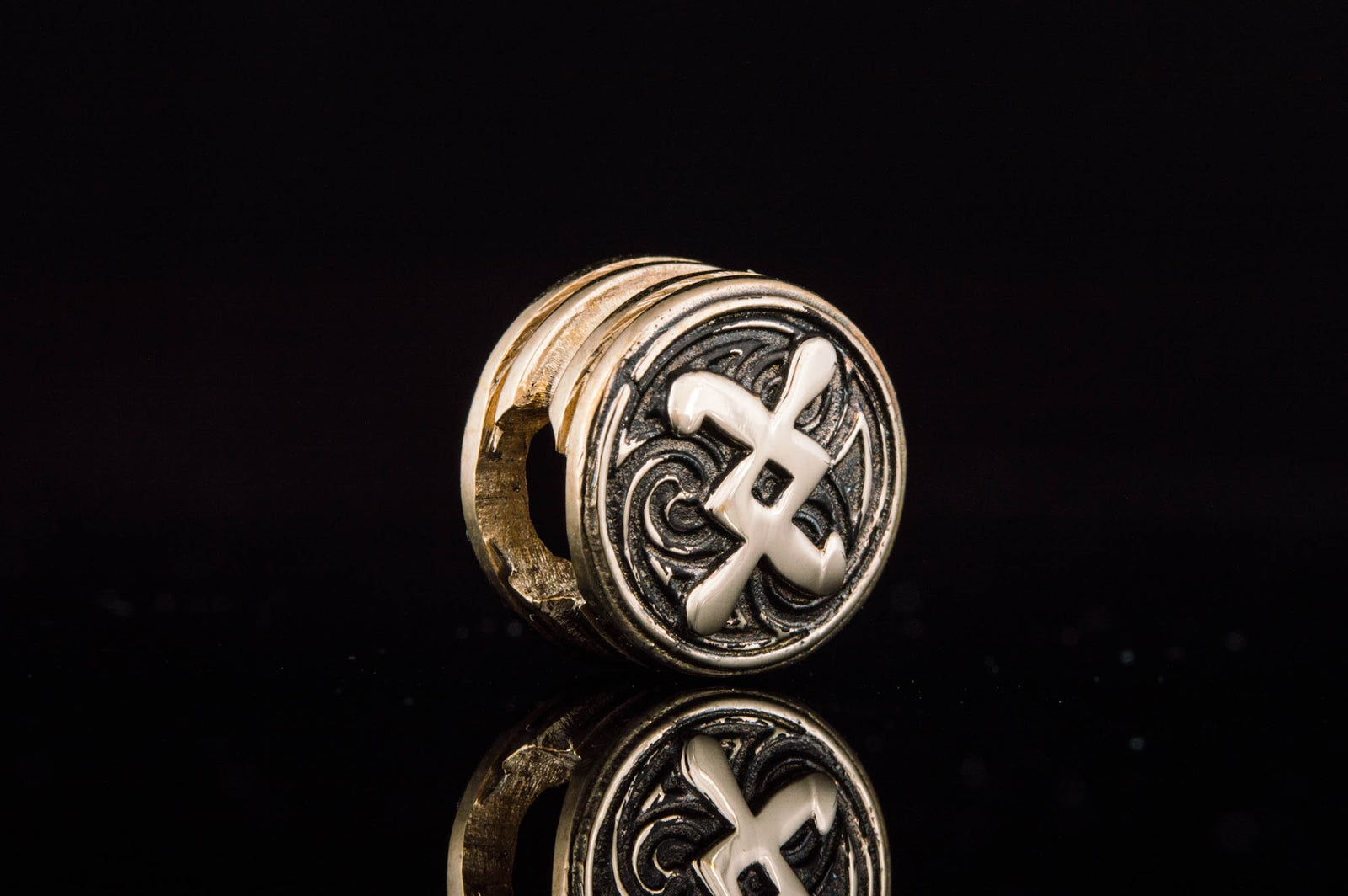 Perle de Barbe Médaillon Rune Ingwaz — Bronze