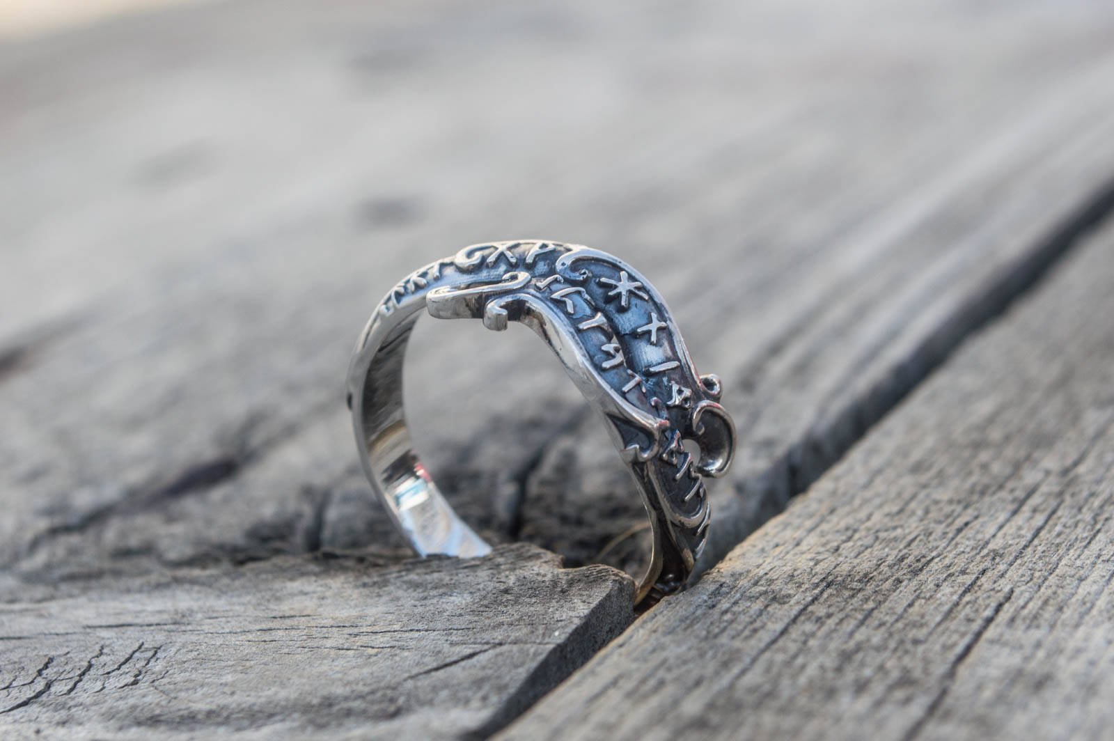 Bague Ouroboros et Runes — Argent 925