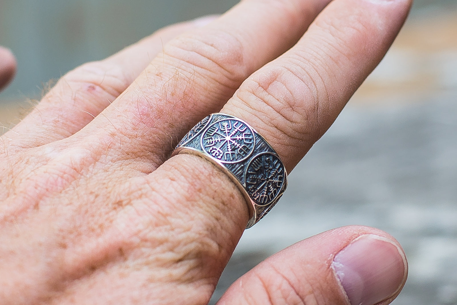 Bague Vegvisir et Boussole — Argent 925