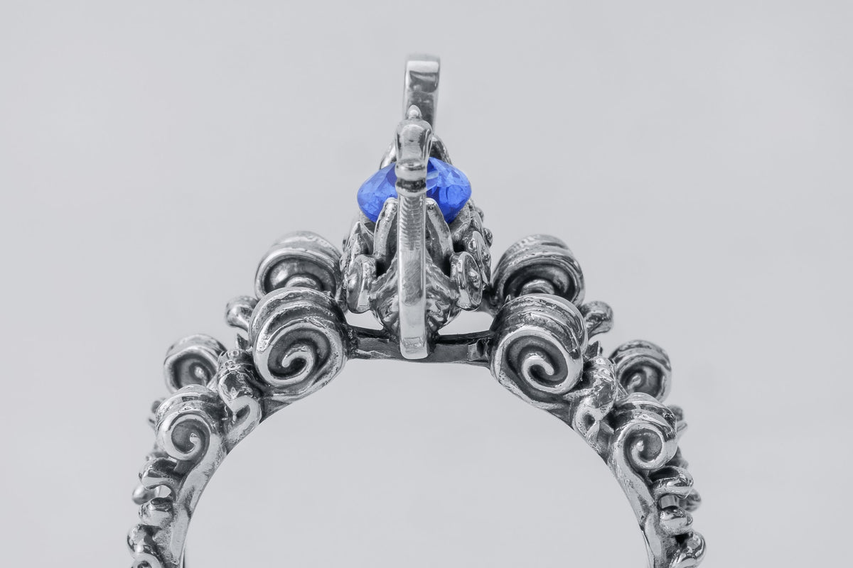 Bague Viking pierre bleue — Argent 925