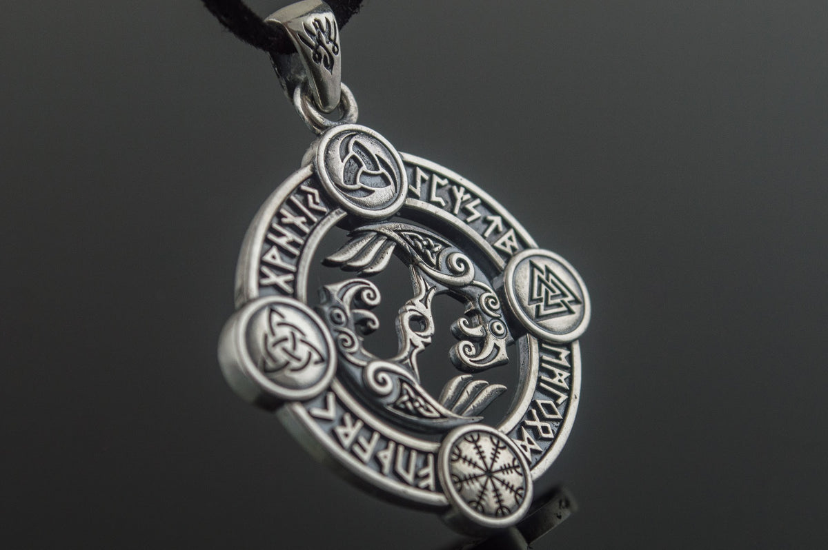 Pendentif Odin et Corbeau — Argent 925