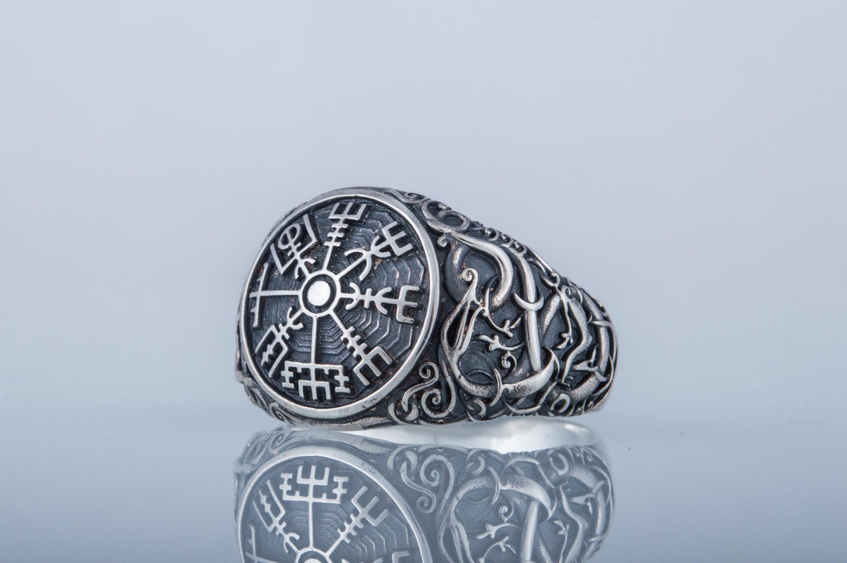 Bague Vegvisir et Style Urnes — Argent 925