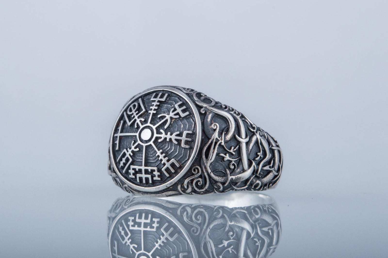 Bague Vegvisir et Style Urnes — Argent 925