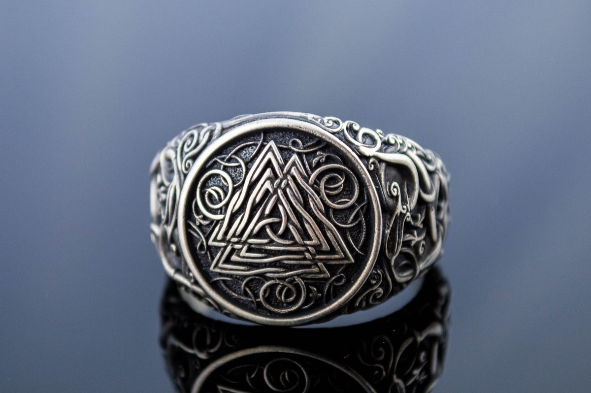 Bague Valknut et Style Urnes — Argent 925