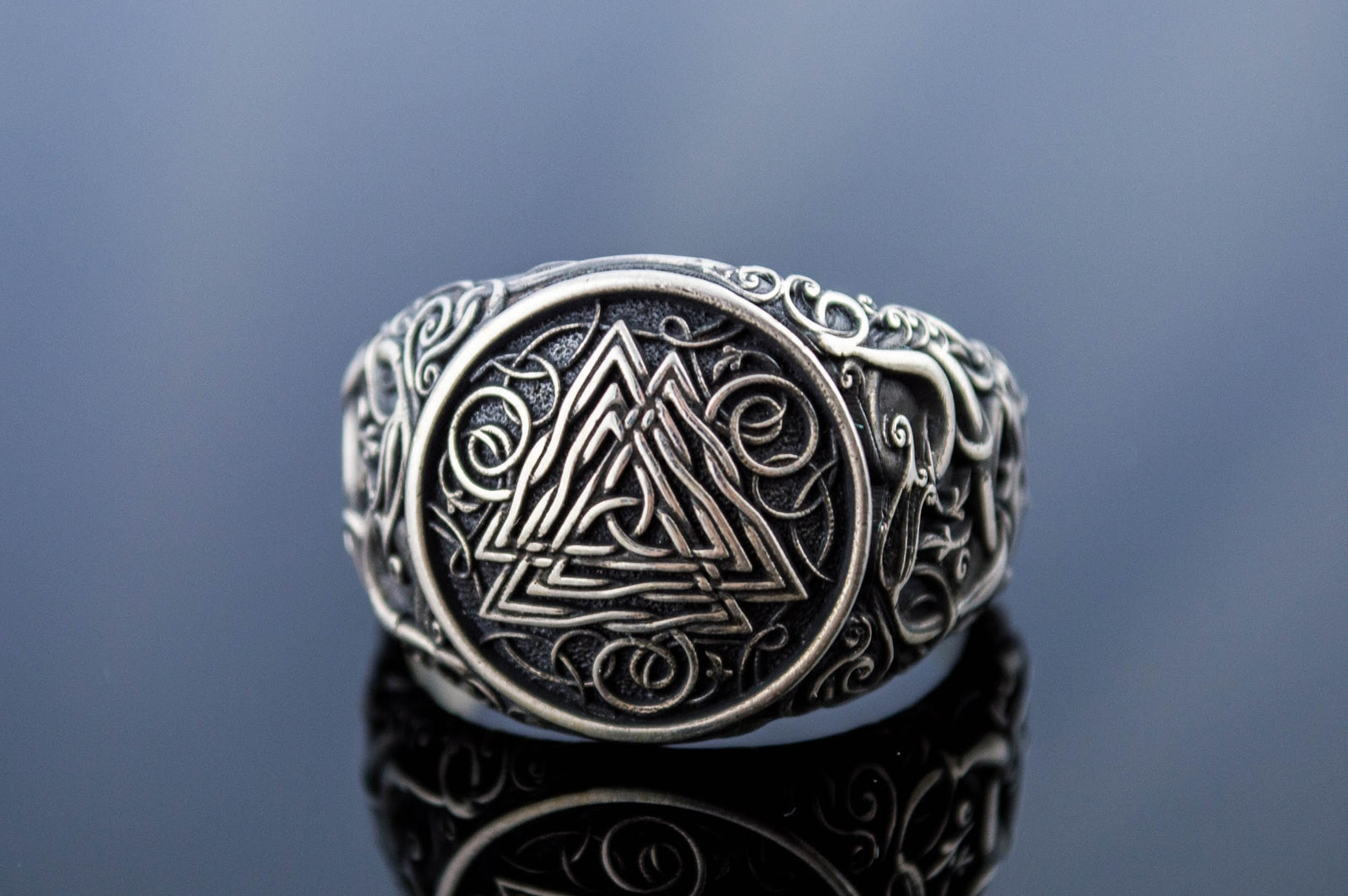 Bague Valknut et Style Urnes — Argent 925