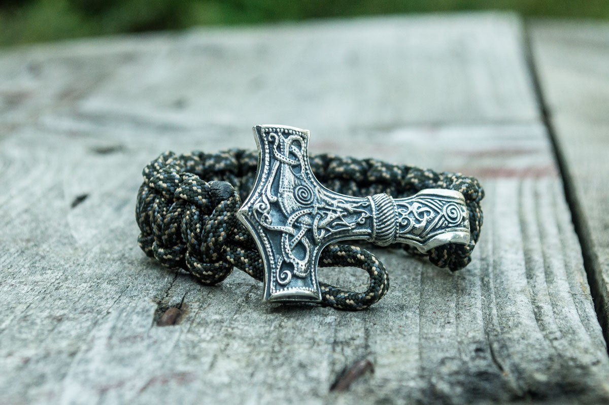Bracelet Paracorde Marteau de Thor Torvald — Argent 925