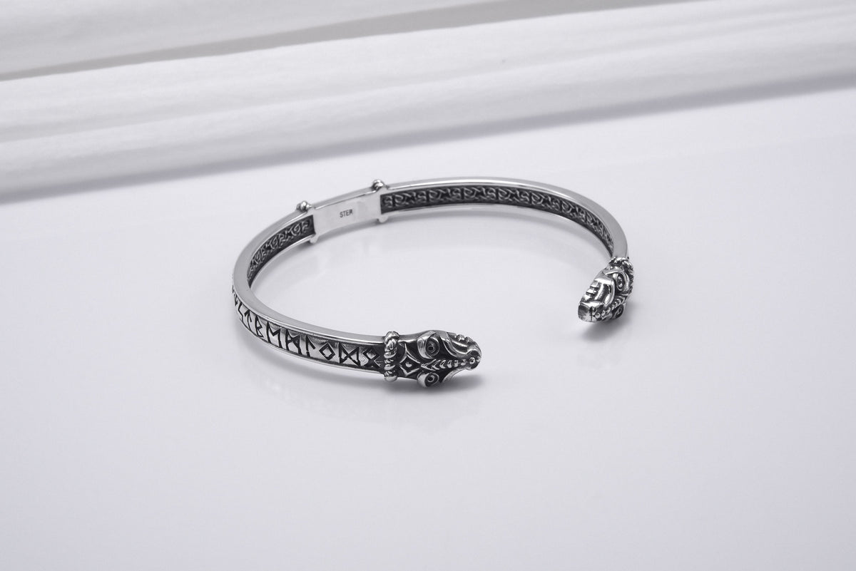 Bracelet Jörmungand et Futhark Ancien — Argent 925