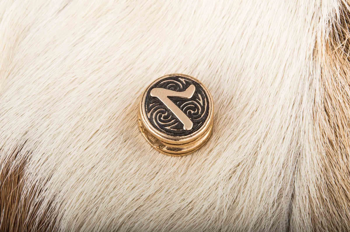 Perle de Barbe Médaillon Rune Laguz — Bronze