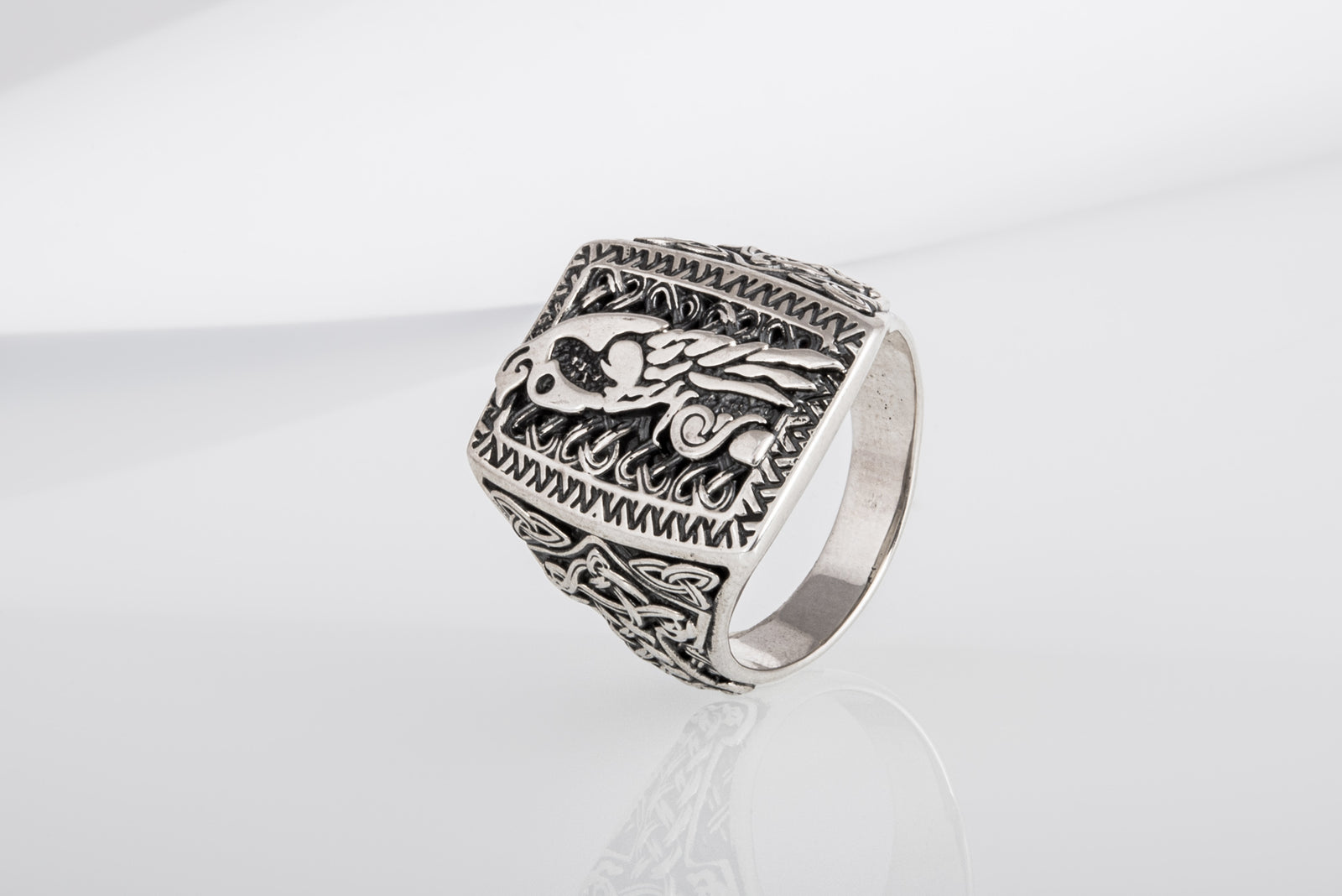 Bague Ornement et Corbeaux — Argent 925