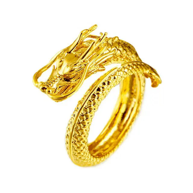 ANNEAU DRAGON D&#39;OR (ACIER) - Viking Héritage
