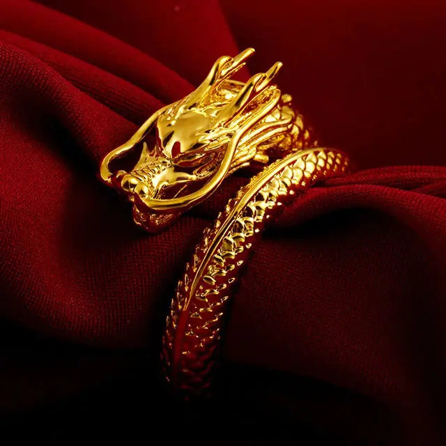 ANNEAU DRAGON D'OR (ACIER) - Viking Héritage