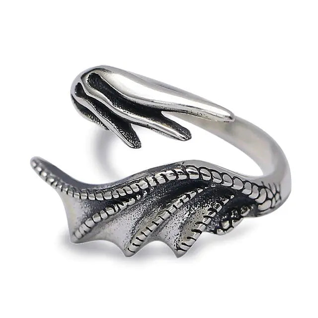 BAGUE AILES DE DRAGON NIDHOGG (ARGENT) - Viking Héritage