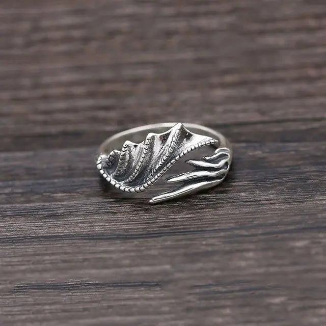 BAGUE AILES DE DRAGON NIDHOGG (ARGENT) - Viking Héritage