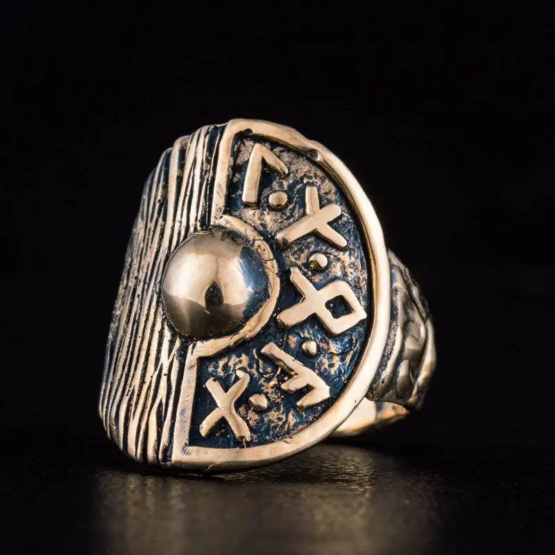 BAGUE BOUCLIER VIKING (BRONZE MASSIF) - Viking Héritage
