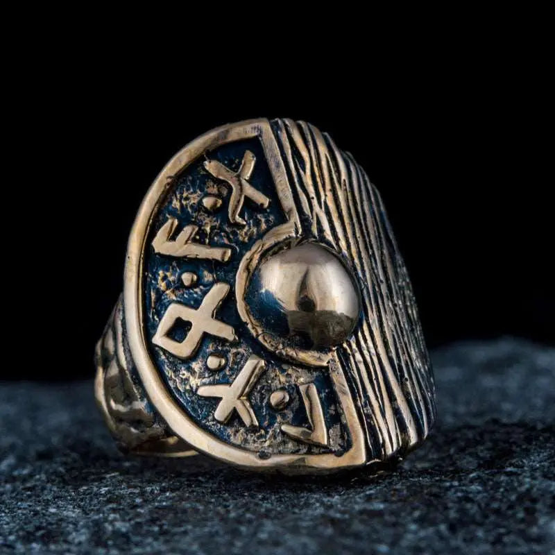 BAGUE BOUCLIER VIKING (BRONZE MASSIF) - Viking Héritage