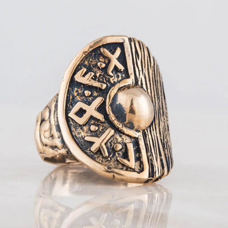 BAGUE BOUCLIER VIKING (BRONZE MASSIF) - Viking Héritage