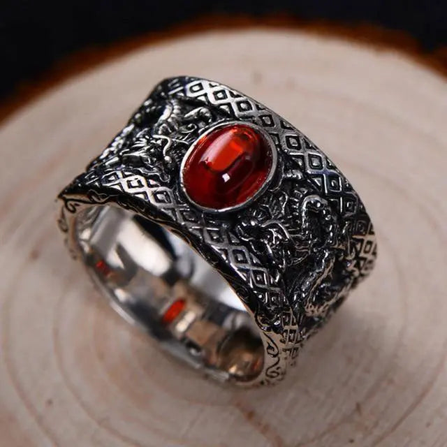 BAGUE COEUR DU DRAGON (ARGENT) - Viking Héritage