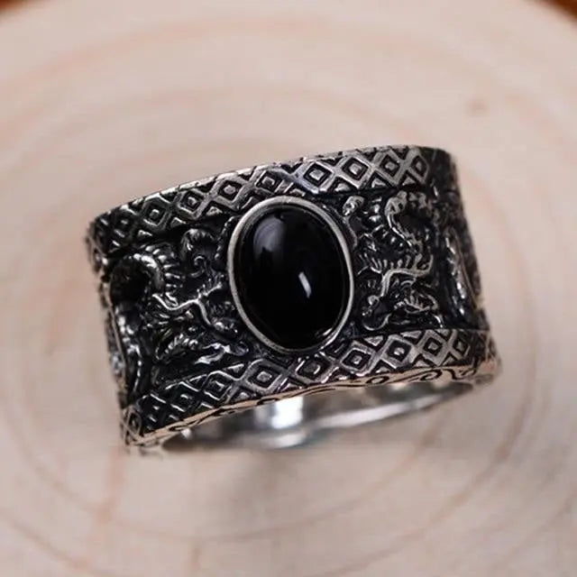 BAGUE COEUR DU DRAGON (ARGENT) - Viking Héritage